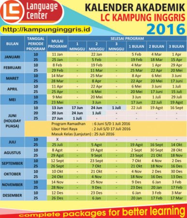 Kalender akademik lc kampung inggris