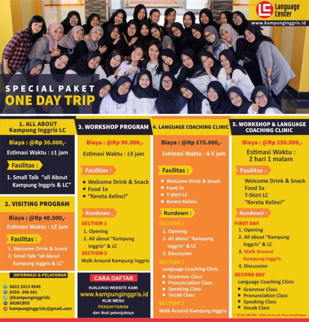 Paket One Day Trip To Kampung Inggris Kampung Inggris Pare