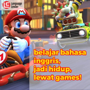 mario kart dengan deskripsi belajar bahasa inggris lewat game