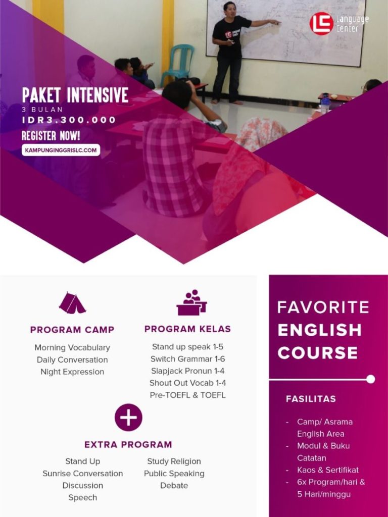 Paket Kampung Inggris LC Intensive 3 Bulan