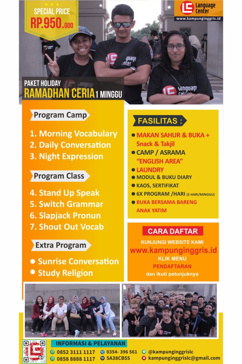 Paket Holiday Ramadhan Ceria 2019  Kampung Inggris Pare