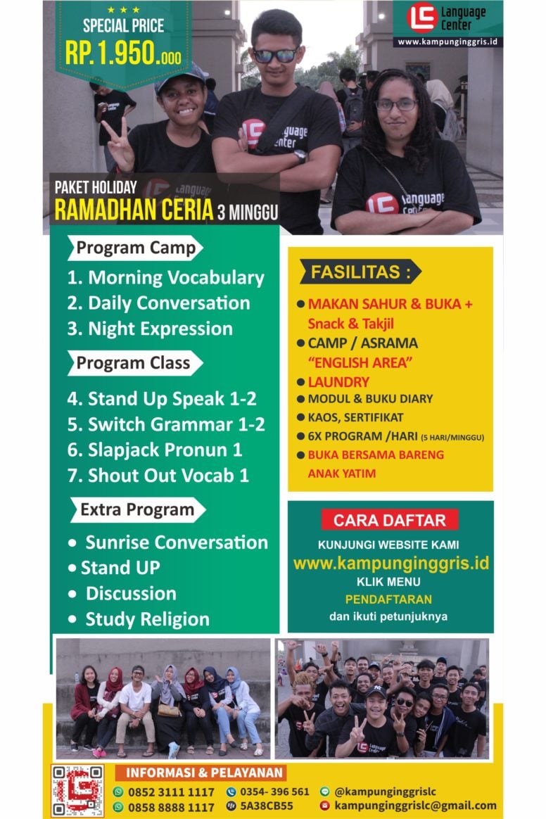 Paket Holiday Ramadhan Ceria 2019  Kampung Inggris Pare